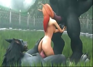 Redhead babe fucks in the awesome 3D bestiality