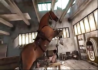 Horse fucks Noiseless from MGS, 3D zoophilia